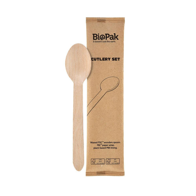 1/1 Löffel Petit, Holz, einzeln verpackt  Natural gewachst 165 | Packung (250 Stück)