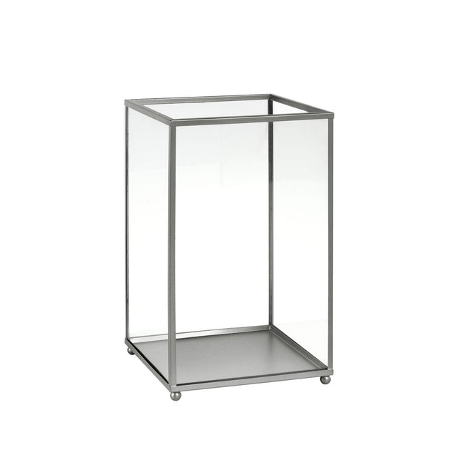 Kerzenhalter aus Glas, 220x140 mm, silber - Elegantes Design | Packung (1 Stück)