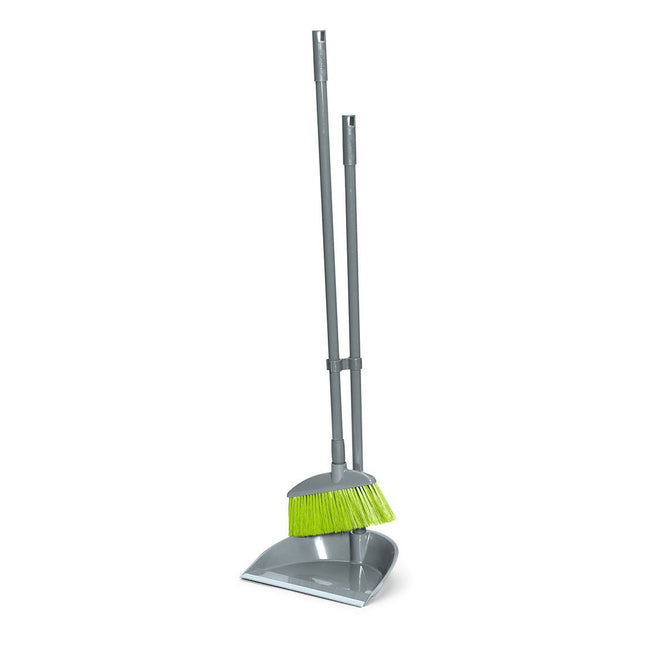Nölle Profi Brush Langstiel-Kehrset, 80 cm, Synthetikborsten, Silber/Grün | 1 Stück