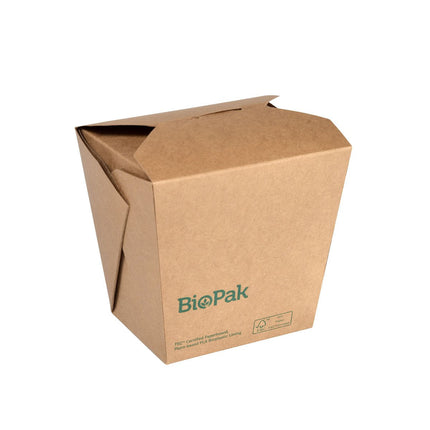 Kartonbox Bio NOODLE LARGE Karton/PLA 960 ml  Braun Karton FSC/PLA 114x98x110 | Packung (50 Stück)