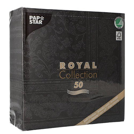 PAPSTAR 50 Servietten "ROYAL Collection" 1/4-Falz 40 x 40 cm schwarz