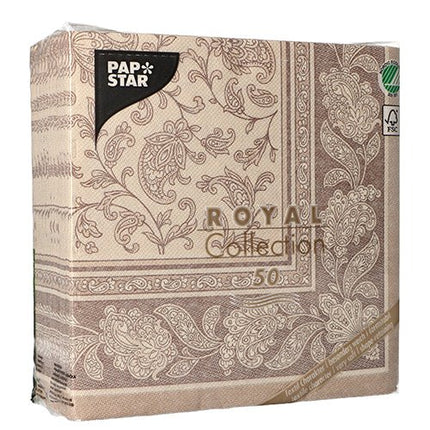 PAPSTAR 50 Servietten "ROYAL Collection" 1/4-Falz 40 x 40 cm mocca