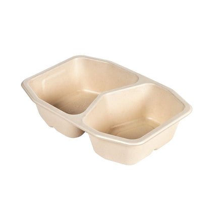 HMR Fibretray/PLA 2-comp, 215x148x50 mm 2 Braun Coated Bagasse 215x148x50  | Packung (320 Stück)