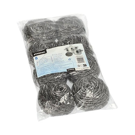 Starpak Spiraltopfreiniger, Edelstahl Ø 7,5 cm · 6 cm , kratzend | Folie (8 Stück)