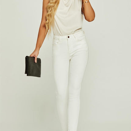 High Neck Sleeveless Blouse In Oyster