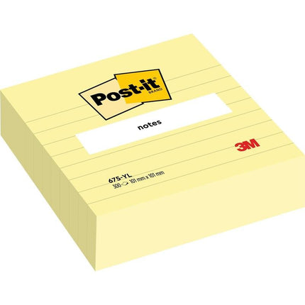 Post-it® Notes im Großformat, Gelb, Liniert, 101 mm x 101 mm, 300 Blatt/Block, 1 Block/Packung, 100% PEFC, SGSCH-PEFC-COC-110078 | Packung (1 Stück)