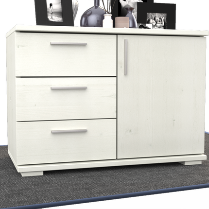 Nobis Kommode Bio Kiefer Massivholz 1-türig mit 3 Schubladen - 57 cm