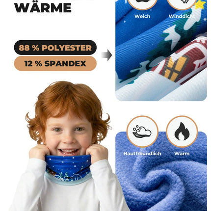 2-in-1 Kinder Halstuch & Mütze Doppelseitig Schlauchschal Wärmende Halswärmer Multifunktionstuch