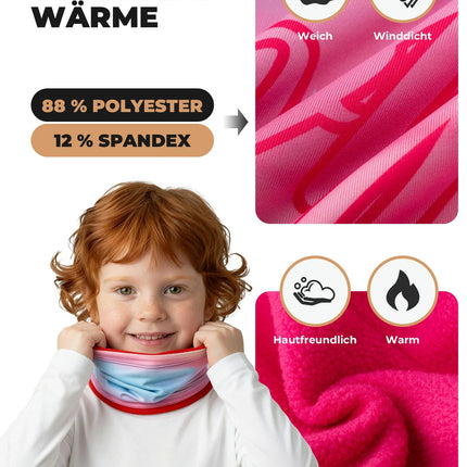 2-in-1 Kinder Halstuch & Mütze Doppelseitig Schlauchschal Wärmende Halswärmer Multifunktionstuch