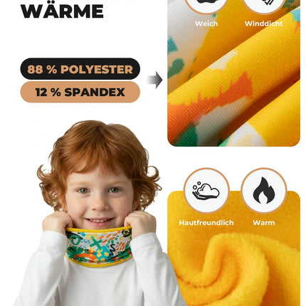 2-in-1 Kinder Halstuch & Mütze Doppelseitig Schlauchschal Wärmende Halswärmer Multifunktionstuch