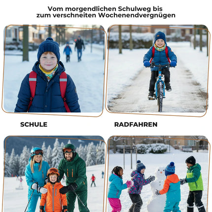 2-in-1 Kinder Halstuch & Mütze Doppelseitig Schlauchschal Wärmende Halswärmer Multifunktionstuch