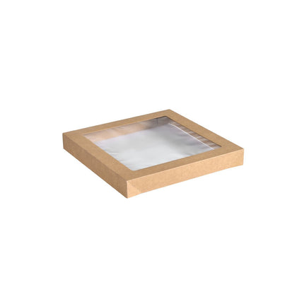 Catering-Deckel Cardboard / PLA braun, Small  Braun Papier 229x228  | Packung (100 Stück)