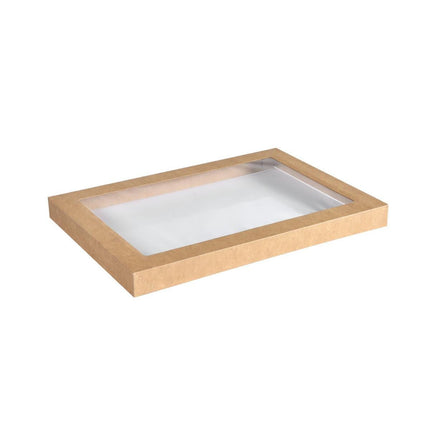 Catering-Deckel Cardboard / PLA braun, Medium  Braun Papier 364x255  | Packung (100 Stück)