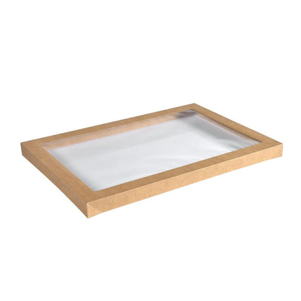 Catering-Deckel Cardboard / PLA braun, Large  Braun Papier 455x313  | Packung (50 Stück)
