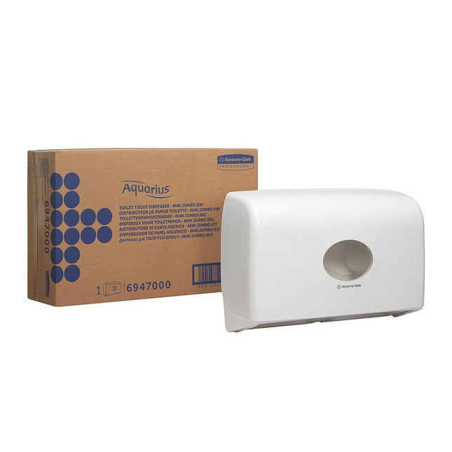 Aquarius™ Toilet Tissue Spender - Doppelrollen-Spender für Jumbo Toilet Tissue Mini / Weiß - 1 Dispenser | Karton (1 Spender)