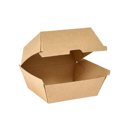 BioPak Clam Box Hamburger, Large  Braun Karton FSC 125x125x80 | Packung (35 Stück)