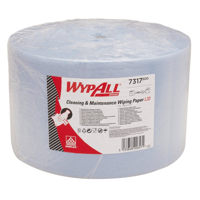 WypAll® L20 Papierwischtuch für Instandhaltungsarbeiten - Großrolle - Extra breit / Blau - 1 Roll  x 1000 Sheets | Karton (1 Rolle)
