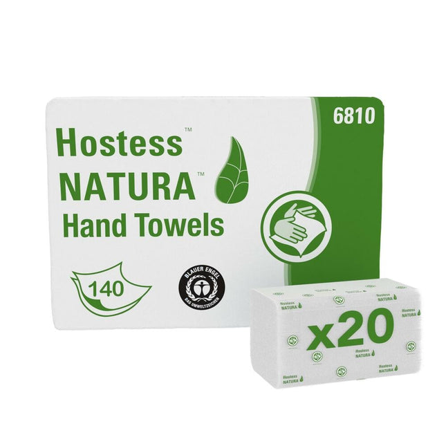 Hostess™ NATURA™ Handtücher - C-Falzung / Weiß /M - 20 Clips  x 140 Sheets | Karton (20 Päckchen)