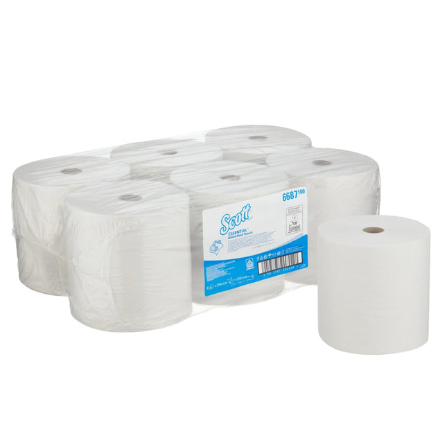 Scott® ESSENTIAL™ Handtücher - Rolle / Weiß - 6 Rolls  x 1 Sheet | Karton (6 Rollen)