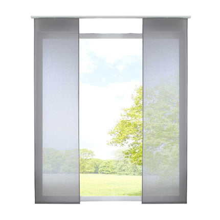 2er Set Schiebegardinen »Nizza« Baumwoll-Voile Halbvoile Transparent Flächenvorhang mit Paneelwagen und Beschwerungsstange 2019032-2