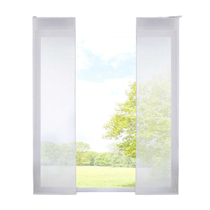 2er Set Schiebegardinen »Nizza« Baumwoll-Voile Halbvoile Transparent Flächenvorhang mit Paneelwagen und Beschwerungsstange 2019032-2