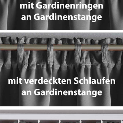 2er Set Verdunkelungsvorhänge Blickdicht »NewYork« verdeckte Schlaufen Thermo-Gardine Blackout  schalldämmend Kräuselband  202020610-2