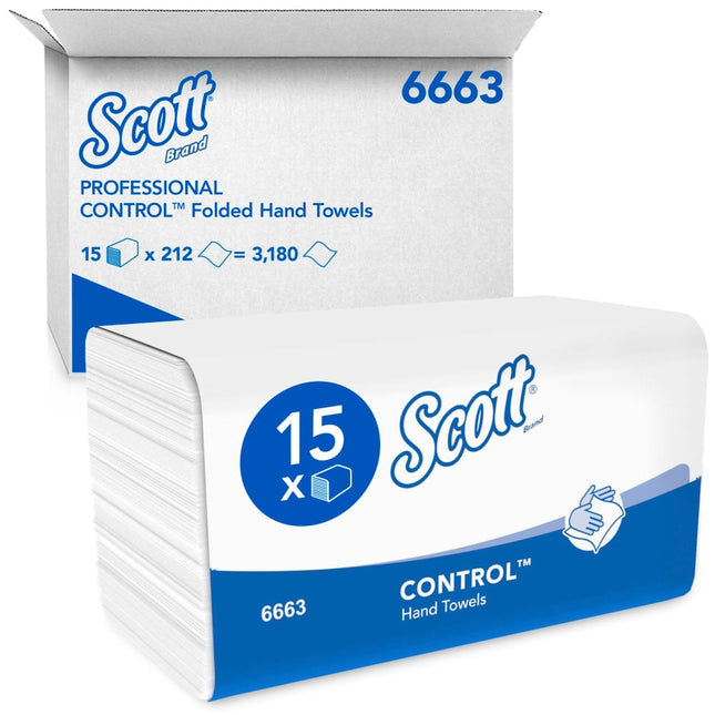 Scott® CONTROL™ Falthandtücher - Weiß - 15 Clips  x 212 Sheets | Karton (15 Päckchen)