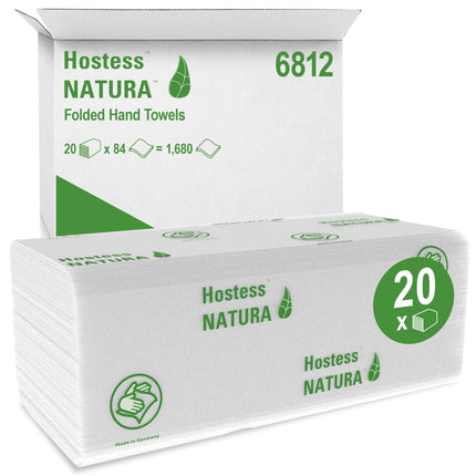 Hostess™ NATURA™ Handtücher - gefaltet / Weiß /Groß - 20 Clips  x 84 Sheets | Karton (20 Päckchen)