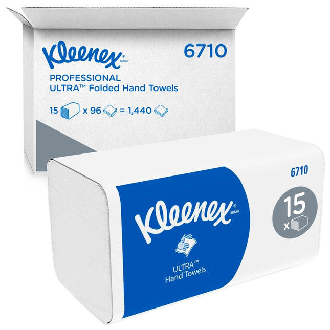 Kleenex® Ultra™ Falthandtücher - Interfold / Weiß - 15 Clips  x 96 Sheets | Karton (15 Päckchen)