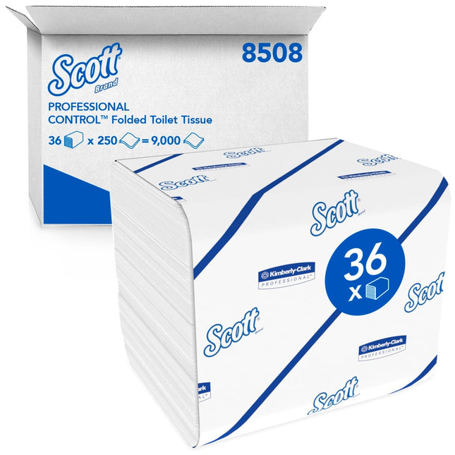 Scott® Control™ Toilettenpapier - Einzelblattsytem / Weiß - 36 Packs  x 250 Toilet Tissue Sheets | Karton (36 Päckchen)