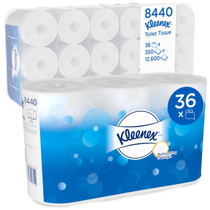 Kleenex® Toilettenpapier - Standard / Weiß - 6 Packs  x 6 small rolls  x 350 Toilet Tissue Sheets | Karton (6 Päckchen)