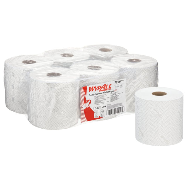 WypAll® L10 Papierwischtuch für Lebensmittel & Hygiene - Zentralentnahme  / Weiß - 6 Rolls  x 800 Sheets | Karton (6 Rollen)