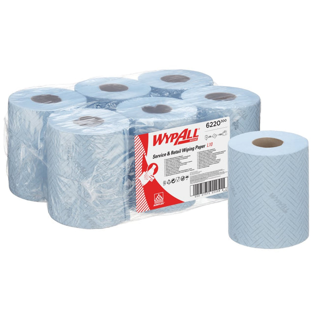 WypAll® Reach™ Papierwischtuch für die Reinigung im Service & Einzelhandel - Zentralentnahme  / Blau - 6 Rolls  x 280 Sheets | Karton (6 Rollen)