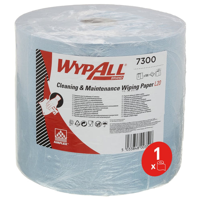 WypAll® L20 Papierwischtuch für Instandhaltungsarbeiten - Großrolle / Blau - 1 Roll  x 500 Sheets | Karton (1 Rolle)