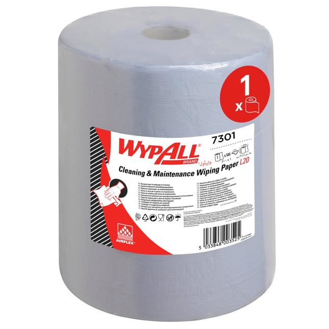 WypAll® L20 Papierwischtuch für Instandhaltungsarbeiten - Großrolle - Extra breit / Blau - 1 Roll  x 500 Sheets | Karton (1 Rolle)