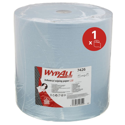 WypAll® L30 Papierwischtuch für industrielle Reinigungsaufgaben - Großrolle - Extra breit / Blau - 1 Roll  x 670 Sheets | Karton (1 Rolle)
