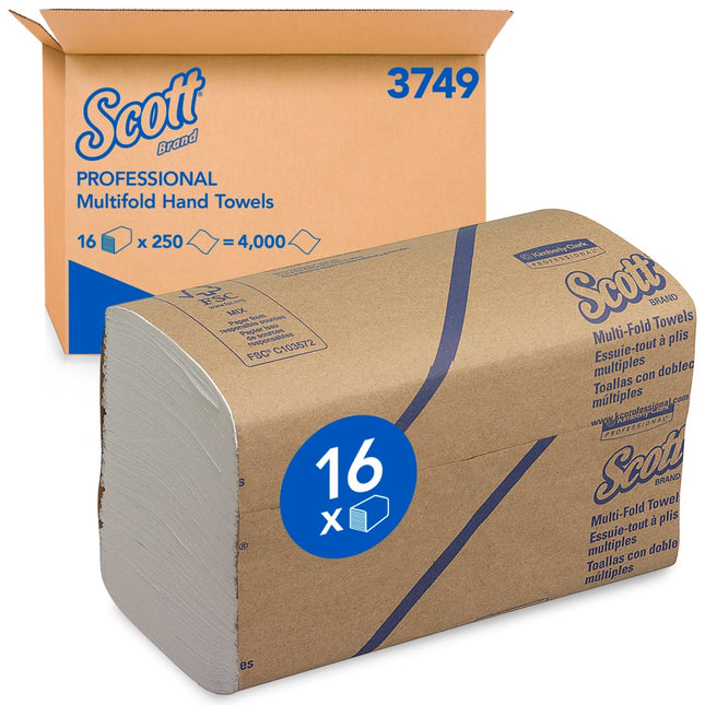 Scott® Handtücher - MultiFold / Weiß - 16 Clips  x 250 Sheets | Karton (16 Päckchen)