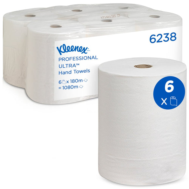 Kleenex® Ultra™ Handtücher - Rolle / Weiß - 6 Rolls  x 1 Sheet | Karton (6 Rollen)