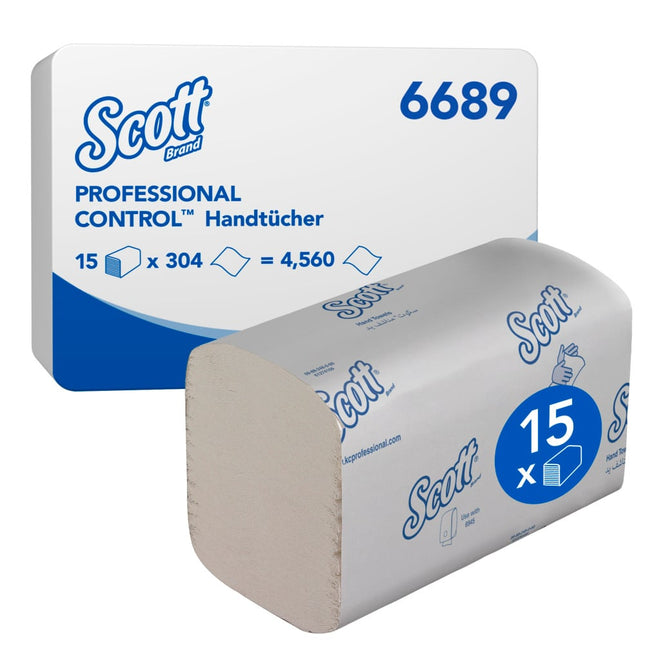 Scott® Control™ Handtücher - Interfold / Weiß /Klein - 15 Clips  x 304 Sheets | Karton (15 Päckchen)