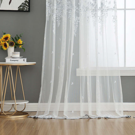 Gardine Raschel Stickerei  Design  »Florenz« Multiband für Gardinenschiene und Gardinenstange Elegante Fensterdekoration 2023200