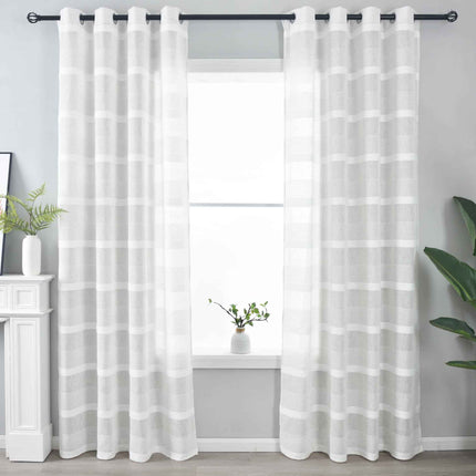 2er Set Halbtransparente Gardine mit Ösen HxB 245x140 cm Natur Meliert »Halle« Chenille Leinenbindung Lichtdurchlässig Halbtransparent 202480-2