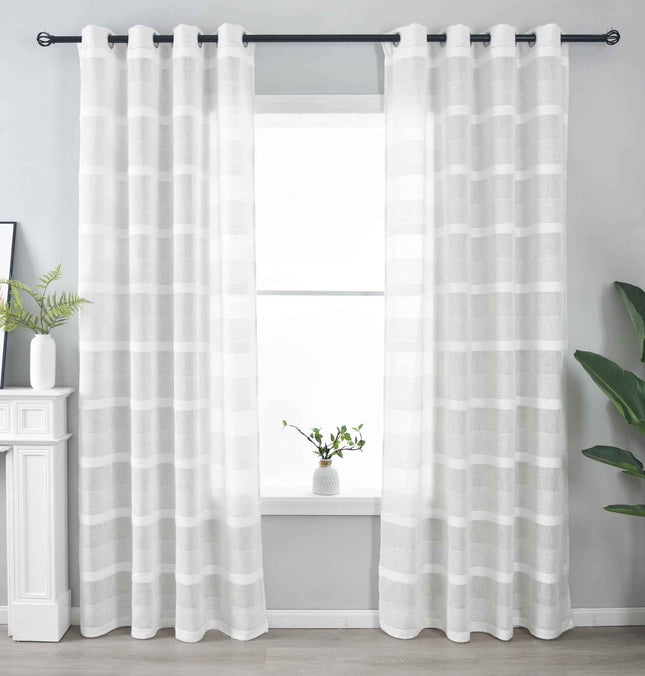2er Set Halbtransparente Gardine mit Ösen HxB 245x140 cm Natur Meliert »Halle« Chenille Leinenbindung Lichtdurchlässig Halbtransparent 202480-2