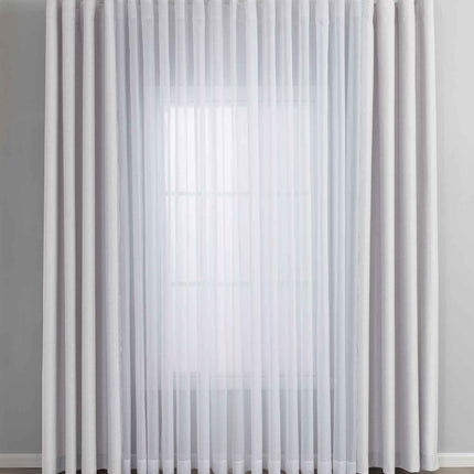 Gardinen-Set 3-teilig S Wien« | 2 Vorhänge Leinenoptik HxB 245x145 cm  und 1 Voile Batist Store HxB 245x300 cm Weiß 1:2 Wellenband  2025100-110S1