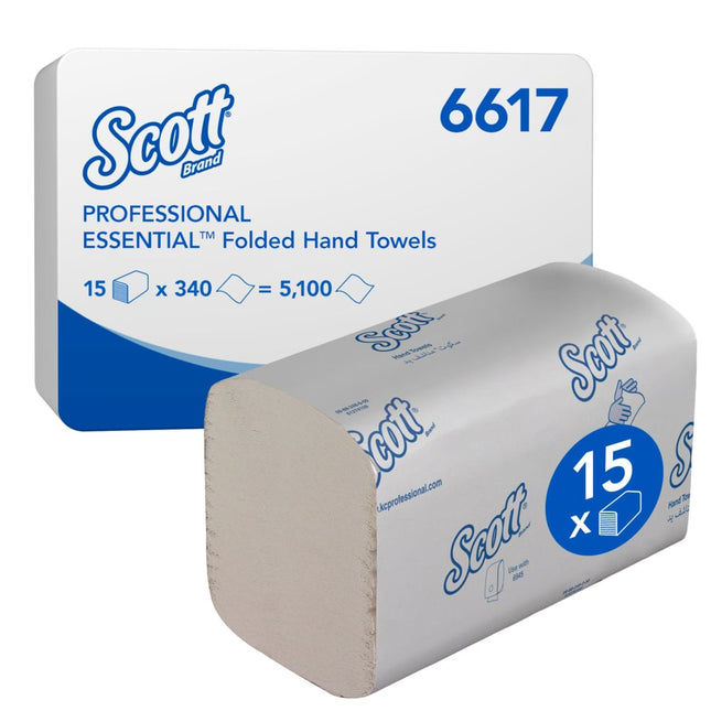 Scott® ESSENTIAL™ Handtücher - Interfold / Weiß /Klein - 15 Clips  x 340 Sheets | Karton (15 Päckchen)