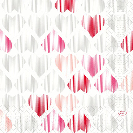 Zellt.-Servietten 33x33 cm, 3-lagig, Amour | Packung (50 Servietten)