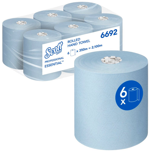 Scott® Essential™ Handtücher - Rolle / Blau - 6 Rolls  x 1 Sheet | Karton (6 Rollen)