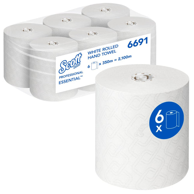 Scott® Essential™ Handtücher - Rolle / Weiß - 6 Rolls  x 1 Sheet | Karton (6 Rollen)
