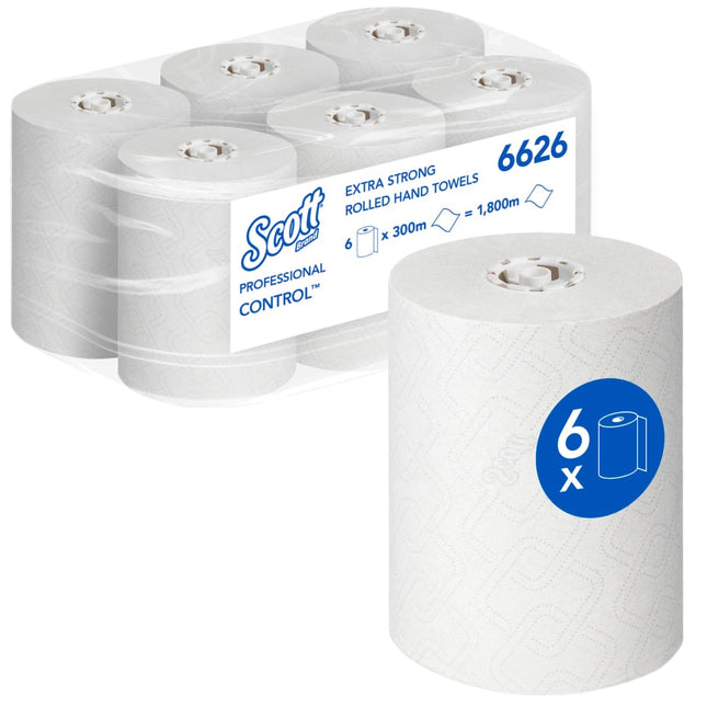 Scott® CONTROL EXTRA STRONG Handtücher - Rolle / Weiß - 6 Rolls  x 1 Sheet | Karton (6 Rollen)