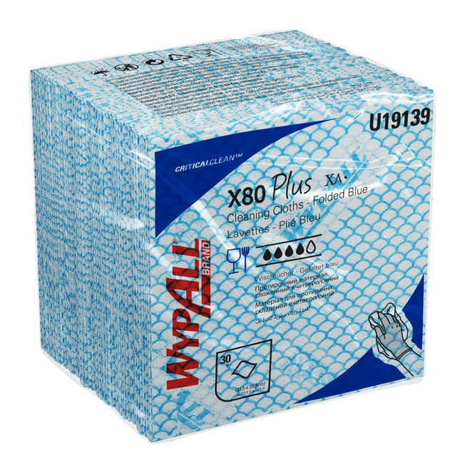 WypAll® X80 Plus Critical Clean - Viertelgefaltet / Blau - 8 Bags  x 30 Sheets | Karton (8 Beutel)