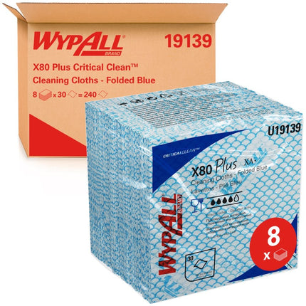 WypAll® X80 Plus Critical Clean - Viertelgefaltet / Blau - 8 Bags  x 30 Sheets | Karton (8 Beutel)